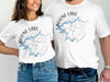 White t-shirts with Boone Lake and compass design, Tennessee.