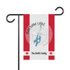 Balsam Lake Ontario garden flag personalized for The Smith Family.
