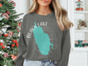 Gray sweatshirt with a teal map labeled "BLACK LAKE NEW YORK".