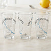 Three clear glasses with "Lake Francis Case South Dakota" and a compass rose graphic.