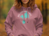 Rose pink hoodie with "Big Chapman Lake Indiana" compass design.