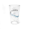 Clear pint glass with Lake Gaston map design and "Lake Gaston Virginia" text.