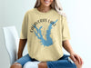 Yellow t-shirt with Calaveras Lake Texas map and compass design.
