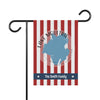 Garden flag with red and white stripes, Lake Moultrie map, and "The Smith Family."