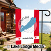 Garden flag with Sand Lake map on Canadian flag design and family name.