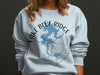 Light blue sweatshirt with Lake Blue Ridge Georgia map and compass design.
