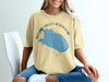 Tan t-shirt with Round Valley Reservoir map and compass graphic, New Jersey.