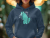 Navy blue hoodie with "Ossipee Lake New Hampshire" map graphic and compass rose.