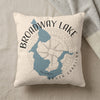 Broadway Lake South Carolina map design on a decorative pillow.