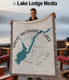 Great Sacandaga Lake, New York map blanket with compass design.