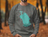 Grey sweatshirt with teal Lake Okeechobee, Florida map graphic.