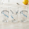 Three clear glasses with "Lake Greenwood South Carolina" and compass design.