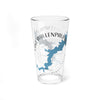 Glass with Lake Wallenpaupack Pennsylvania map and compass design.