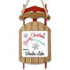Wooden sled ornament with "Merry Christmas FROM Wheeler Lake" and snowflakes.