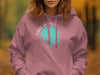 Rose pink hoodie with "Lake He...ne...r...ne Oklahoma" text and map graphic.