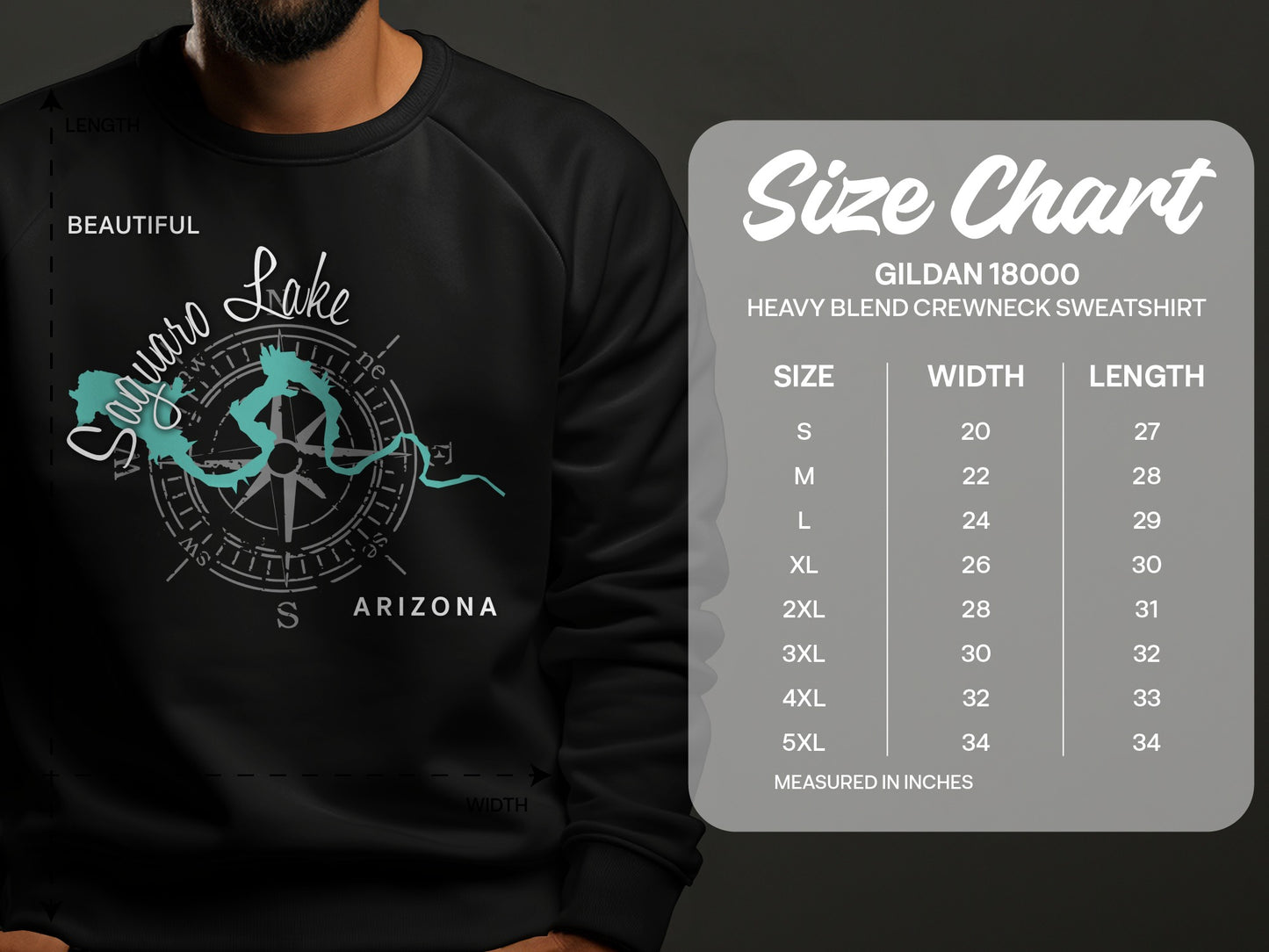Saguaro Lake Arizona Map Design T-Shirt or Sweatshirt