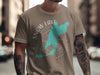 T-shirt with Snow Lake Washington map design and compass graphic.