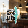 White Rock Life text with teal silhouette of a hand.