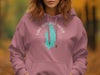 Pink hoodie with "Lake Derwentwater England" compass design and map outline.