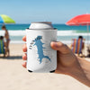 White can cooler with Lynx Lake, Arizona map and compass design held on beach.
