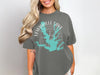 Grey t-shirt featuring Lewisville Lake Texas map graphic with compass rose design.