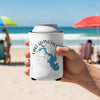 White can cooler with Lake Livingston, Texas map and compass graphic.