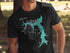 Black t-shirt with teal Lake Lotawana Missouri outline and compass rose.
