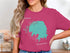 Pink t-shirt with Lake Hefner Oklahoma map and compass graphic.