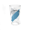 Clear pint glass with Rattlesnake Lake Washington map design and compass rose.