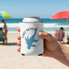 White can holder with Lake Murray California map graphic on a beach.