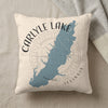 Carlyle Lake Illinois map on cream textured pillow with compass rose.