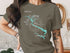 T-shirt with Lake Sonoma map and compass design in California.
