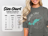 Comfort Colors 1717 heavyweight adult tee size chart with width and length measurements.