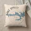 Cream pillow with blue Lake Spivey map and compass graphic, "Lake Spivey Georgia".