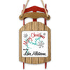 Wooden sled ornament with "Merry Christmas From Lake Allatoona" text and map graphic.