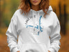 White hoodie with "Lake Lure North Carolina" map and compass graphic.