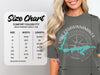 Comfort Colors 1717 heavyweight t-shirt size chart with width and length measurements.