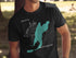 Black t-shirt with a compass and map of Snow Lake, Washington.