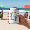 White can cooler with Medina Lake Texas map and compass design.
