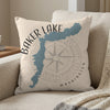 Baker Lake map design on a linen pillow with compass graphic and Washington text.