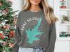Gray graphic sweatshirt with turquoise Lake Murray California map and compass design.