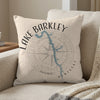 Throw pillow with Lake Barkley map, compass, and "Kentucky" text.