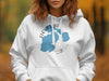 White hoodie with Floyd Lake Minnesota map and compass design.