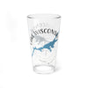 Clear glass pint glass with "Lake Wisconsin" map and compass design.