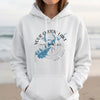 White hoodie with "Your Custom Lake" and compass design.