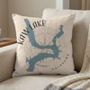 Pillow with Kaw Lake, Oklahoma map and compass rose design.