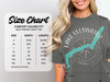 Comfort Colors 1717 size chart with width and length measurements in inches.