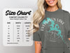Comfort Colors 1717 heavyweight adult tee size chart with width and length measurements.
