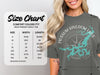 Comfort Colors 1717 heavyweight adult tee size chart with width and length measurements in inches.