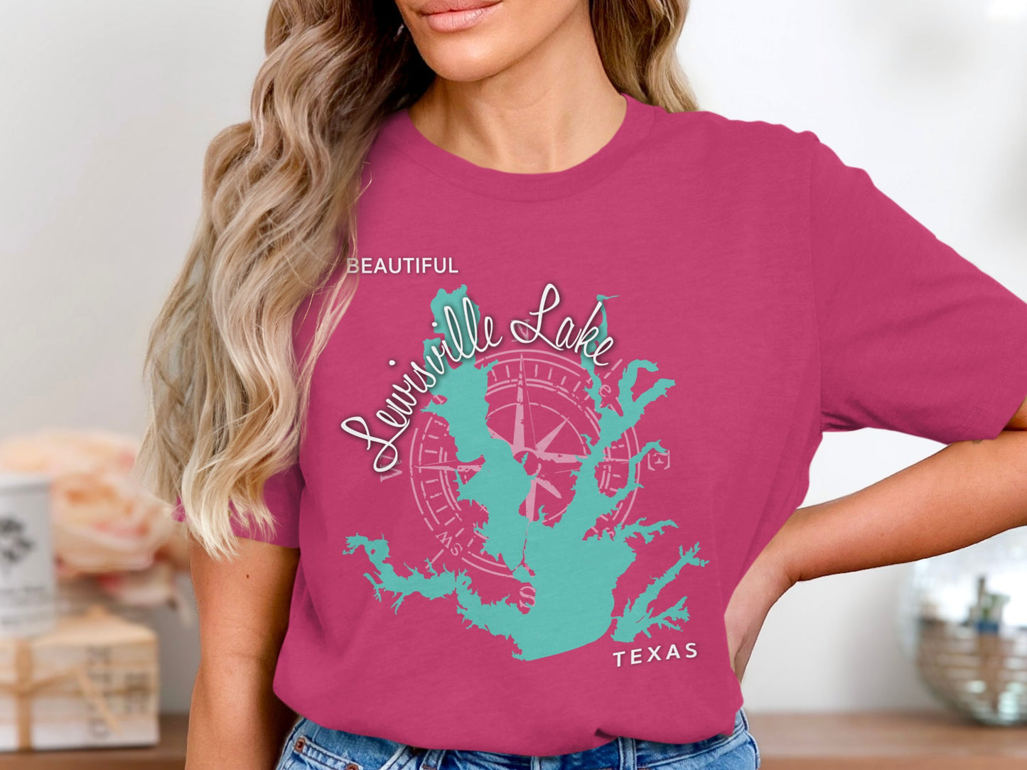 Lewisville Lake Texas Map Design T-Shirt or Sweatshirt
